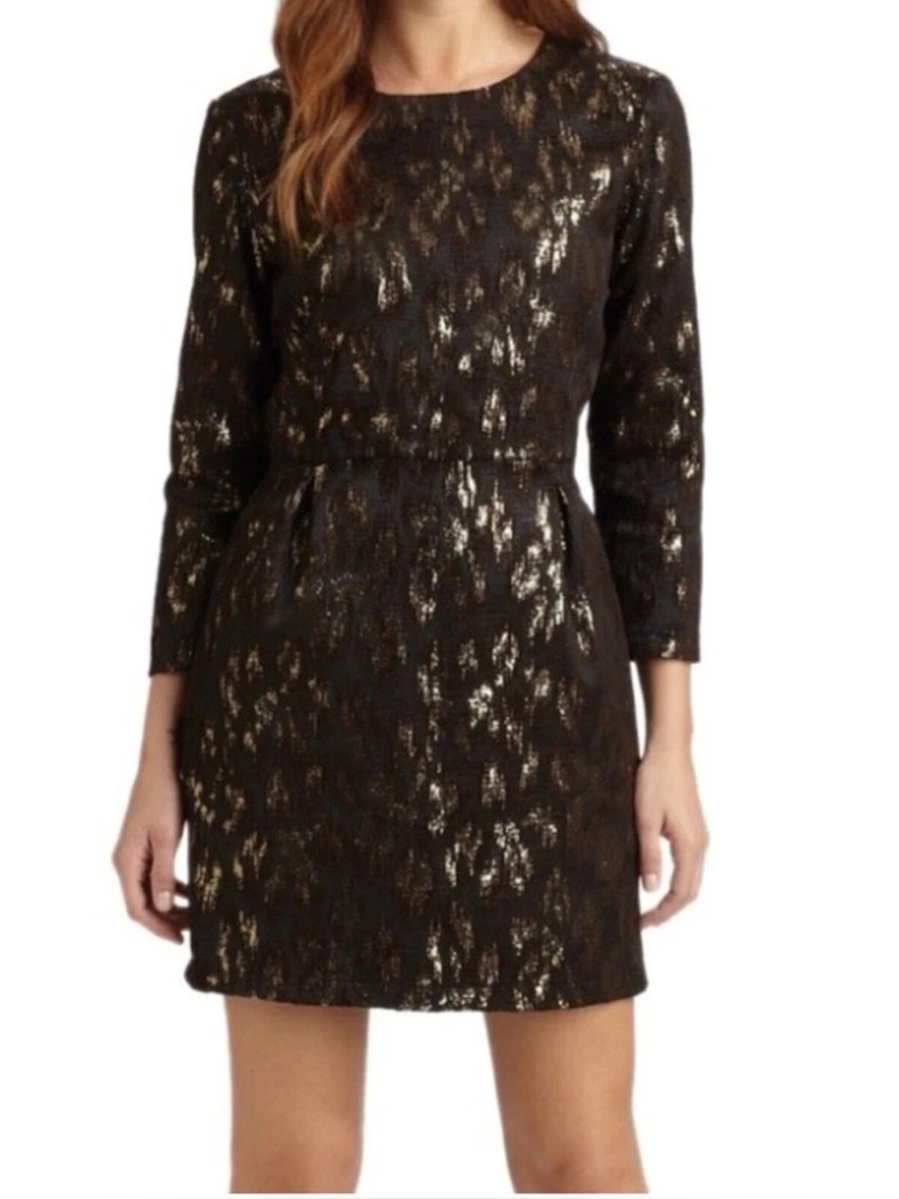 Steven Alan Black and Gold Metallic Mini Shift Dress